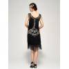 imageSWEETV 1920s Sleeveless Flapper Dresses Scoop Neck Great Gatsby Dresses Fringed Sequin Roaring 20s Dress Cocktail DressBlack