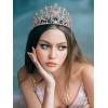 imageSWEETV Crowns for Women Crystal Bubble Tiara Witch Bubble Crown Bride Royal Queen Headband Princess Headpieces for Women Cosplay Prom Birthday Party CrownsRose Gold