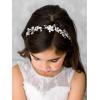 imageSWEETV Flower Girl Headpiece Silver Wedding Headband for Girls Princess Flowers Hair Accessories for Birthday Party