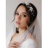 imageSWEETV Gold Wedding Headband Pearl Flower Bridal Headpieces for Wedding Crystal Hair Accessories for Women Girls Hair VineGold