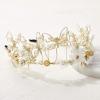 imageSWEETV Handmade Butterfly Wedding Headband Tiara Crystal Bridal Hair BandFloral Wedding Headpieces for Women Light Gold