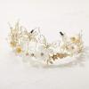 imageSWEETV Handmade Butterfly Wedding Headband Tiara Crystal Bridal Hair BandFloral Wedding Headpieces for Women Light Gold
