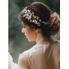 imageSWEETV Handmade Rhinestone Wedding Headband FlowerLeaf Bridal Headpieces for Wedding Pearl Hair Accessories GoldGold