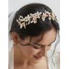 imageSWEETV Handmade Rhinestone Wedding Headband FlowerLeaf Bridal Headpieces for Wedding Pearl Hair Accessories GoldGold