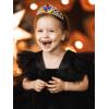 imageSWEETV Princess Tiara for Little Girls Kids Birthday Tiara Headband Flower Girls Crown Diadem Crystal Cosplay Dress up Halloween Costume Hair Accessories 82 MulticolorGold