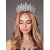 imageSWEETV Tiara Crown for Women Wedding Tiara for Bride Crystal Princess Headpiece Girls Quinceanera Prom Pageant Crown Diadem Silver