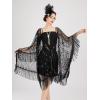 imageSWEETV Womens 1920s Long Shawl WrapsSequin Flapper Evening Shawls for women formalPartyWeddingFormalHarlem nightBlack 2