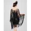 imageSWEETV Womens 1920s Long Shawl WrapsSequin Flapper Evening Shawls for women formalPartyWeddingFormalHarlem nightBlack 2