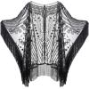imageSWEETV Womens 1920s Long Shawl WrapsSequin Flapper Evening Shawls for women formalPartyWeddingFormalHarlem nightBlack 2
