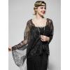 imageSWEETV Womens 1920s Long Shawl WrapsSequin Flapper Evening Shawls for women formalPartyWeddingFormalHarlem nightBlack 3