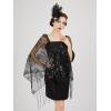 imageSWEETV Womens 1920s Long Shawl WrapsSequin Flapper Evening Shawls for women formalPartyWeddingFormalHarlem nightBlack