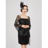 imageSWEETV Womens 1920s Long Shawl WrapsSequin Flapper Evening Shawls for women formalPartyWeddingFormalHarlem nightBlack