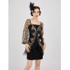 imageSWEETV Womens 1920s Long Shawl WrapsSequin Flapper Evening Shawls for women formalPartyWeddingFormalHarlem nightBlack Gold 2