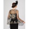 imageSWEETV Womens 1920s Long Shawl WrapsSequin Flapper Evening Shawls for women formalPartyWeddingFormalHarlem nightBlack Gold 2