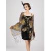 imageSWEETV Womens 1920s Long Shawl WrapsSequin Flapper Evening Shawls for women formalPartyWeddingFormalHarlem nightBlack Gold