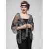 imageSWEETV Womens 1920s Long Shawl WrapsSequin Flapper Evening Shawls for women formalPartyWeddingFormalHarlem nightBlacksilver