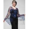 imageSWEETV Womens 1920s Long Shawl WrapsSequin Flapper Evening Shawls for women formalPartyWeddingFormalHarlem nightBlue 2