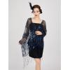 imageSWEETV Womens 1920s Long Shawl WrapsSequin Flapper Evening Shawls for women formalPartyWeddingFormalHarlem nightBlue
