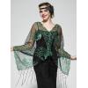 imageSWEETV Womens 1920s Long Shawl WrapsSequin Flapper Evening Shawls for women formalPartyWeddingFormalHarlem nightGreen