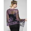 imageSWEETV Womens 1920s Long Shawl WrapsSequin Flapper Evening Shawls for women formalPartyWeddingFormalHarlem nightPurple