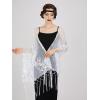 imageSWEETV Womens 1920s Long Shawl WrapsSequin Flapper Evening Shawls for women formalPartyWeddingFormalHarlem nightWhite