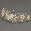 imageSWEETVFlowerLeaf Bridal Headpieces for Wedding Crystals Tiara for Bride Wedding Hair Accessories for Women Girl Gold