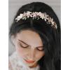 imageSWEETVFlowerLeaf Bridal Headpieces for Wedding Crystals Tiara for Bride Wedding Hair Accessories for Women Girl Gold
