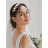 imageSWEETVFlowerLeaf Bridal Headpieces for Wedding Crystals Tiara for Bride Wedding Hair Accessories for Women Girl Gold