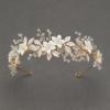 imageSWEETVFlowerLeaf Bridal Headpieces for Wedding Crystals Tiara for Bride Wedding Hair Accessories for Women Girl Gold