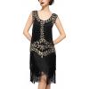 imageSWEETV 1920s Sleeveless Flapper Dresses Scoop Neck Great Gatsby Dresses Fringed Sequin Roaring 20s Dress Cocktail DressBlack