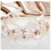 imageSWEETV Gold Wedding Headband Pearl Flower Bridal Headpieces for Wedding Crystal Hair Accessories for Women Girls Hair VineGold