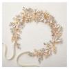 imageSWEETV Handmade Rhinestone Wedding Headband FlowerLeaf Bridal Headpieces for Wedding Pearl Hair Accessories GoldGold