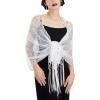 imageSWEETV Womens 1920s Long Shawl WrapsSequin Flapper Evening Shawls for women formalPartyWeddingFormalHarlem nightWhite