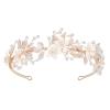 imageSWEETVFlowerLeaf Bridal Headpieces for Wedding Crystals Tiara for Bride Wedding Hair Accessories for Women Girl Gold