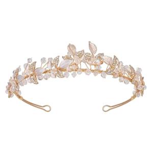 imageSWEETV Gold Rhineshtone Bridal Headpiece for Wedding Crystal Tiara for Bride Headband for Wedding Hair Accessories for Women Girl