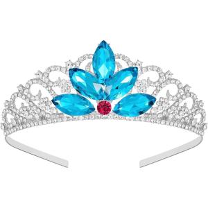 imageSWEETV Princess Tiara for Little Girls Kids Birthday Tiara Headband Flower Girls Crown Diadem Crystal Cosplay Dress up Halloween Costume Hair Accessories 82 BlueSilver