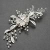 imageSWEETV Bride Wedding Hair Clip Flower Bridal Comb Silver Bride Hair Piece Crystal Side Combs Leaf Hair Accessories for Women and GirlsSliver