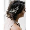 imageSWEETV Bride Wedding Hair Clip Flower Bridal Comb Silver Bride Hair Piece Crystal Side Combs Leaf Hair Accessories for Women and GirlsSliver