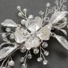 imageSWEETV Bride Wedding Hair Clip Flower Bridal Comb Silver Bride Hair Piece Crystal Side Combs Leaf Hair Accessories for Women and GirlsSliver