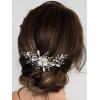 imageSWEETV Bride Wedding Hair Clip Flower Bridal Comb Silver Bride Hair Piece Crystal Side Combs Leaf Hair Accessories for Women and GirlsSliver