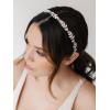 imageSWEETV Leaf Bridal Headpieces for Wedding Headband Crystal Opal Bridal Hair Accessories Flower Girl Brides Hair Pieces GoldGold