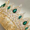 imageSWEETV Royal Queen CrownCrystal Tiaras and Crowns for Women GirlsWedding Birthday Pageant Prom Princess Hair AccessoryGoldGreen