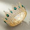 imageSWEETV Royal Queen CrownCrystal Tiaras and Crowns for Women GirlsWedding Birthday Pageant Prom Princess Hair AccessoryGoldGreen