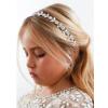 imageSWEETV Silver Flower Girl Headpiece for Wedding Crystal Baby Girl Headband Flower Crown Communion Hair Accessories for Birthday Photography01Silver