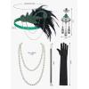 imageYESSA Flapper Dresses 1920s Gatsby Dresses for Women Roaring 20s Costumes Great Gatsby Outfits with 20s Accessories SetMalachite Green