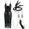 imageYESSA Flapper Dresses 1920s Gatsby Dresses for Women Roaring 20s Costumes Great Gatsby Outfits with 20s Accessories SetBlack
