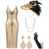 imageYESSA Flapper Dresses 1920s Gatsby Dresses for Women Roaring 20s Costumes Great Gatsby Outfits with 20s Accessories SetElegant Gold