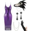 imageYESSA Flapper Dresses 1920s Gatsby Dresses for Women Roaring 20s Costumes Great Gatsby Outfits with 20s Accessories SetPurple