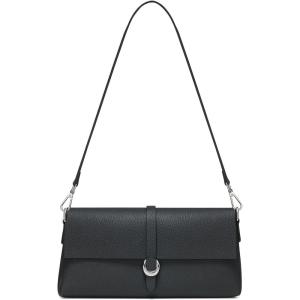 imageGenuine Leather Clutch Purses for Women Shoulder Bag Trendy TopHandle Handbags with 2 Adjustable StrapsBlack