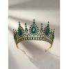 imageSWEETV Baroque Queen Crown Crystal Tiaras and Crowns for Women Halloween Costume Hair Accessories for Photo Shoot Prom Birthday PartyGreen
